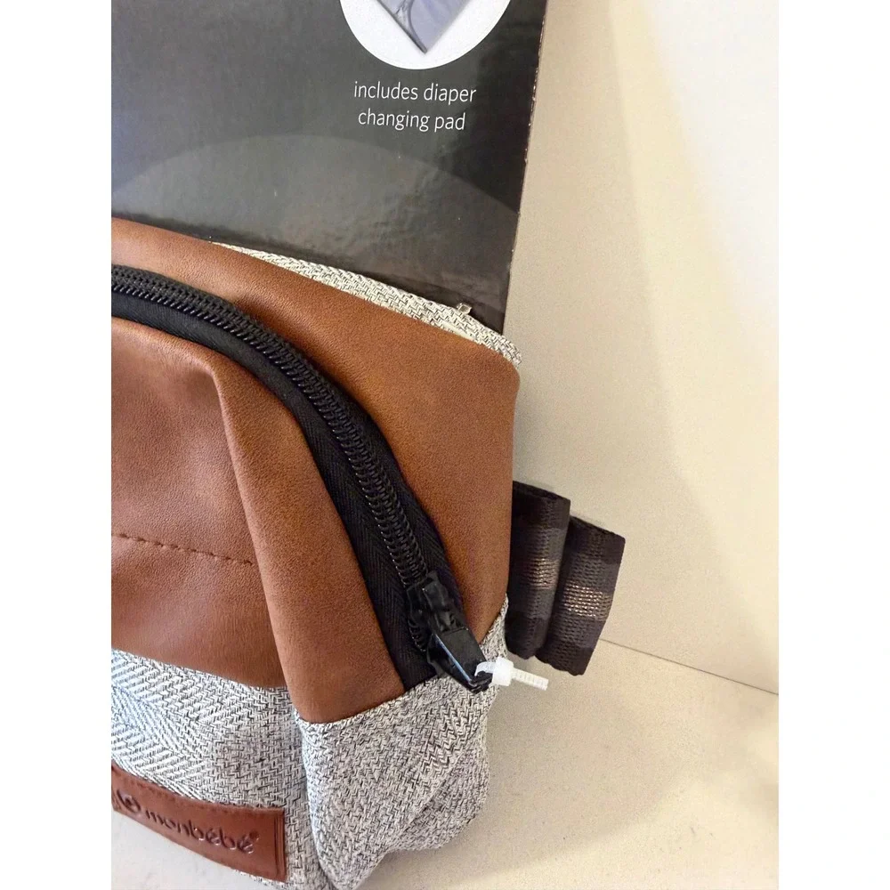 Monbebe 3-in-1 Everyday Belt Bag with Baby Changing Pad Grey Brown D101523C